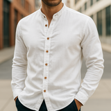 Men's Grandad Collar Button-Up Shirt