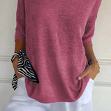 Women's Oversized V-Neck Half-Sleeve Knit Top