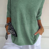 Women's Oversized V-Neck Half-Sleeve Knit Top