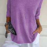 Women's Oversized V-Neck Half-Sleeve Knit Top