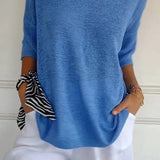 Women's Oversized V-Neck Half-Sleeve Knit Top