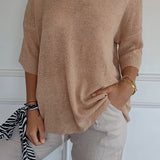 Women's Oversized V-Neck Half-Sleeve Knit Top