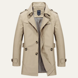 Men's Double-Breasted Waterproof Belted Trench Coat