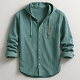 Men's Hooded Button-Up Linen Shirt