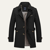Men's Double-Breasted Waterproof Belted Trench Coat
