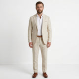 Men's Elegant Green Linen Spring Slim Fit Two Piece Set