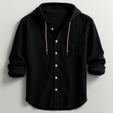 Men's Hooded Button-Up Linen Shirt