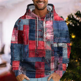Men's Patchwork Print Hooded Sweatshirt