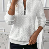 Cable Knit Zip Neck Pullover Sweater