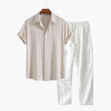 Men's Linen Short Sleeve Shirt & Trousers Set