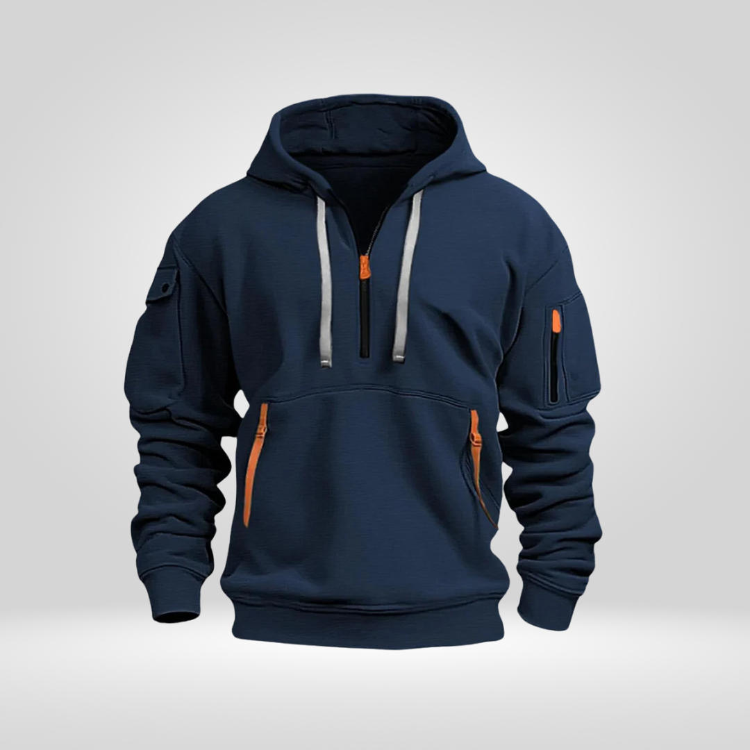 Men's Half-Zip Hoodie with Pockets, Regular Fit