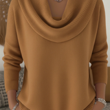 Women's Ribbed Cowl Neck Long-Sleeve Sweater