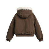 Men's Hooded Faux Fur Trim Bomber Jacket