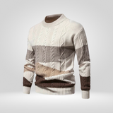 Men's Striped Cable Knit Crew Neck Sweater