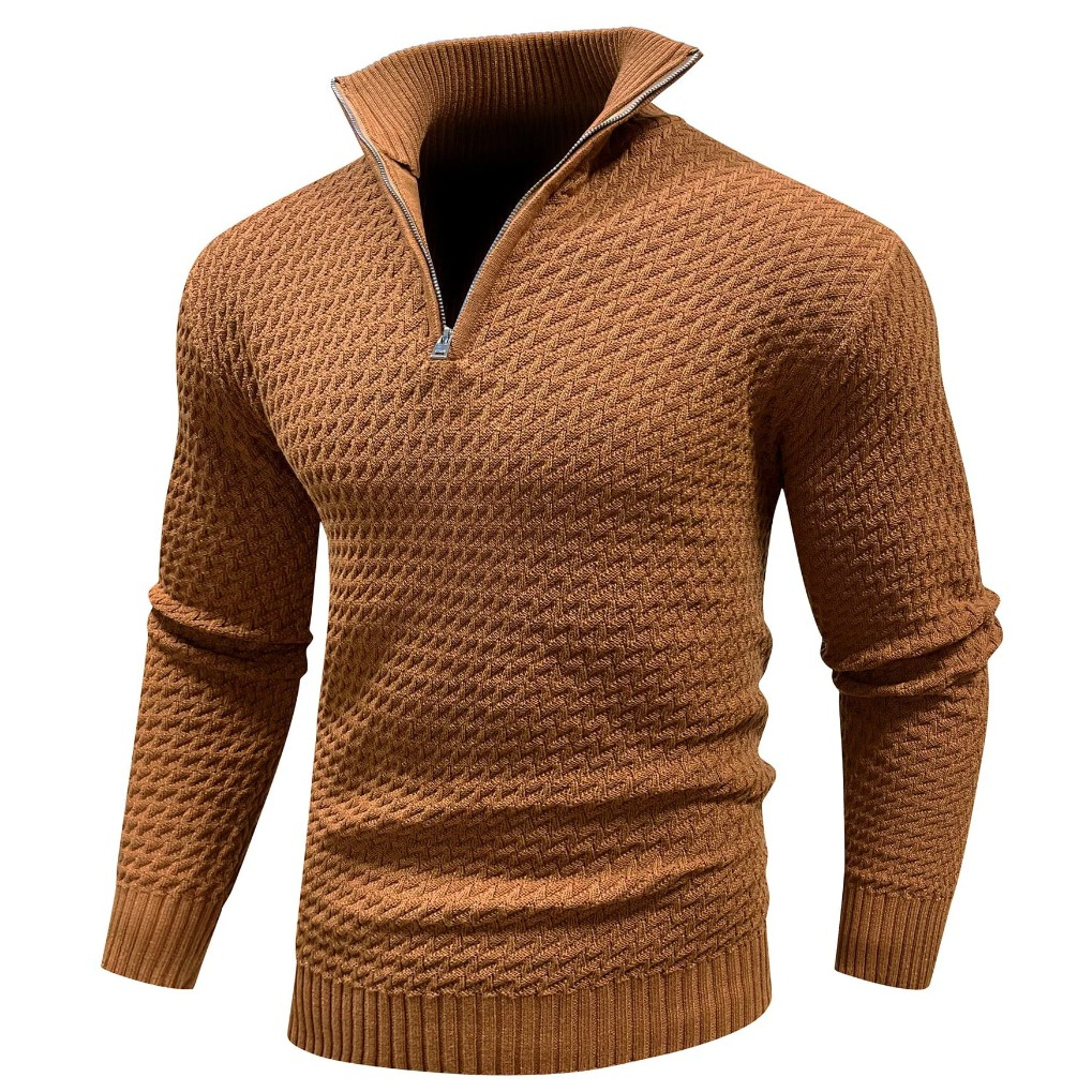 Men's Textured Half Zip Knit Sweater