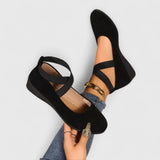 Women's Crossover Strap Low Wedge Sandals