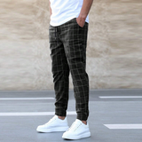 Men's Slim Fit Plaid Chino Trousers