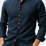 Men's Grandad Collar Button-Up Shirt