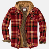 Men's Checked Hooded Padded Full-Zip Jacket