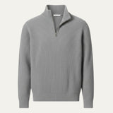 Men's Quarter-Zip Ribbed Knit Casual Sweater