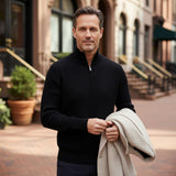 Men's Quarter-Zip Ribbed Knit Casual Sweater