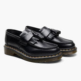Men's Black Leather Tassel Loafers with Profile Sole