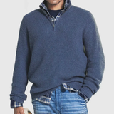 Men's Cashmere Long-Sleeve Zip Sweater, Casual