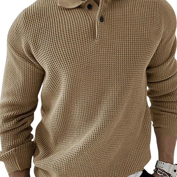 Men's Textured Knit Polo Sweater