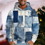 Men's Patchwork Print Hooded Sweatshirt