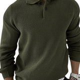 Men's Textured Knit Polo Sweater