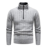 Men's Quarter Zip Knit Sweater with Contrast Pocket