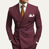 Men's Navy Summer Double-Breasted Two Piece Set