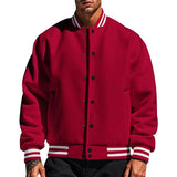 Men's Snap Button Varsity Bomber Jacket