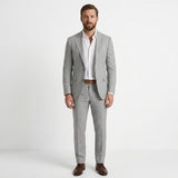 Men's Elegant Green Linen Spring Slim Fit Two Piece Set