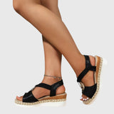 Women's Textured Strap Cushioned Platform Sandals