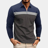 Men's Colour Block Quarter Zip Polo Sweater