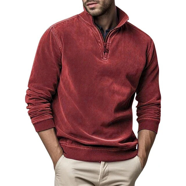 Men's Half-Zip Stand-Collar Fleece Sweater