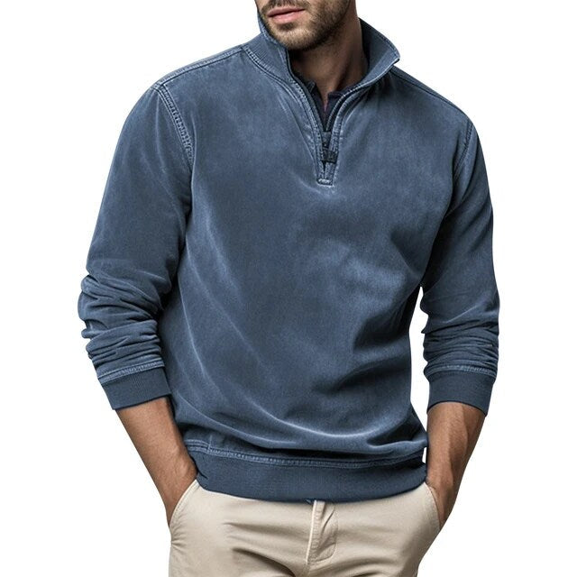 Men's Half-Zip Stand-Collar Fleece Sweater