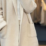 Women's Ribbed Oversized Open-Front Long Sleeve Cardigan