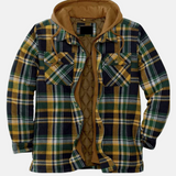 Men's Checked Hooded Padded Full-Zip Jacket