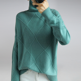 Women's Textured Knit Cashmere Turtleneck Sweater