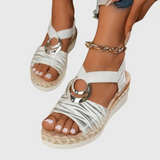 Women's Textured Strap Cushioned Platform Sandals