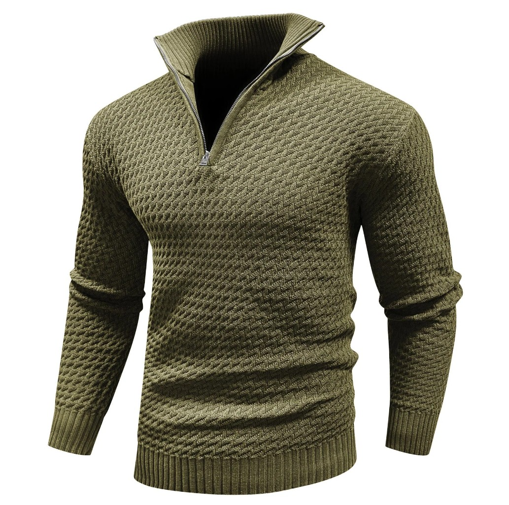 Men's Textured Half Zip Knit Sweater