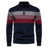 Men's Striped Quarter Zip Pullover Sweater
