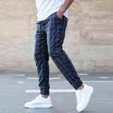Men's Slim Fit Plaid Chino Trousers
