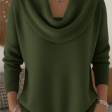 Women's Ribbed Cowl Neck Long-Sleeve Sweater