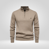 Men's Ribbed Half Zip Knit Sweater