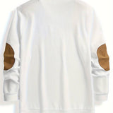 Men's Crew Neck Knit Sweater with Elbow Patches