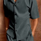 Men's Striped Shirt & Shorts Set