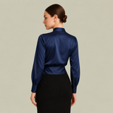 Women's Fitted Long Sleeve V-Neck Wrap Blouse
